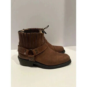 El Alamo Leather Harness Moto Boots | Brown Dark Academia Gorpcore